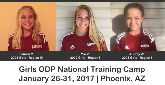 Congratulations to our ODP Girls National Training Camp Players