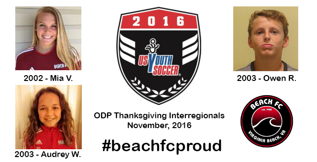 Congratulations ODP Thanksgiving Interregional Players!